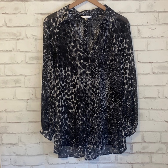 NWOT CAbi animal print sheer button down blouse - Picture 2 of 6